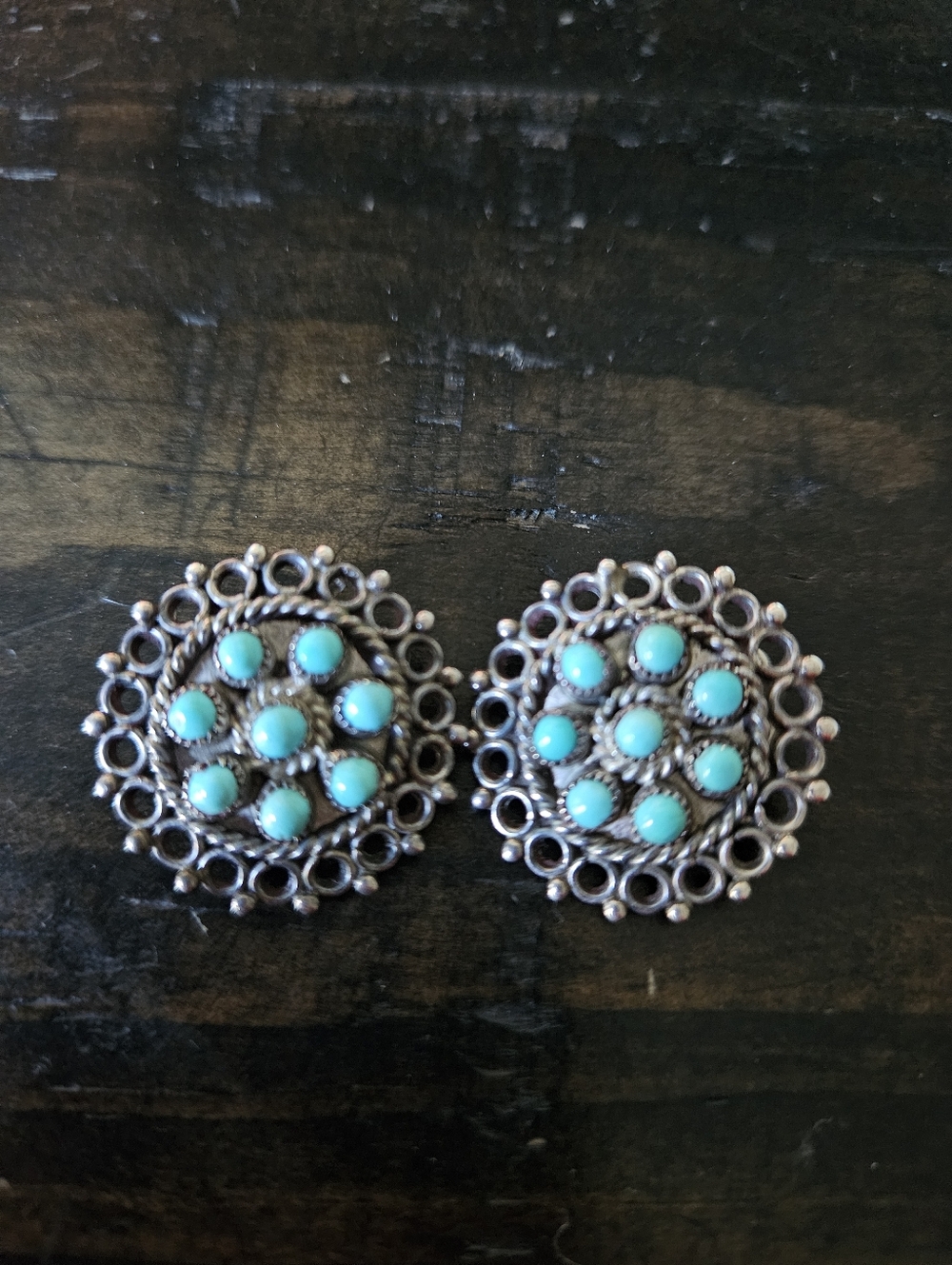 Vintage Zuni Turquoise Clip-on Earrings
